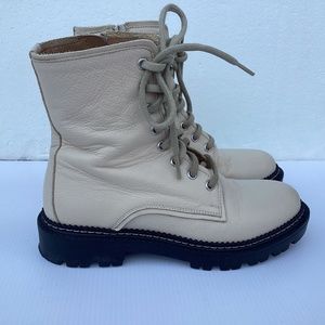 M Gemi Benedetta Sand Beige Combat Boots Like New Size 37 / 6.5